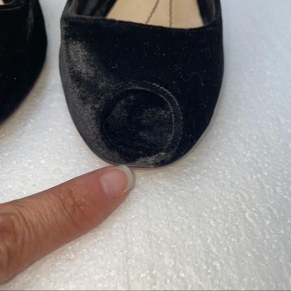 Kate Spade Black Velvet Peep Toe Heels Size 7 - Picture 5 of 12